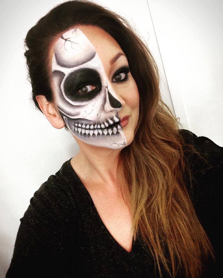 Halloween make-up, (half skull.) Make-up by Tina Brocklebank Make-up artis
