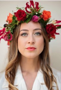 Beautiful Bride, Katie. Makeup by Tina Brocklebank. Photo by Gene Weatherley. Flower crown by Vincent and Stubbs.